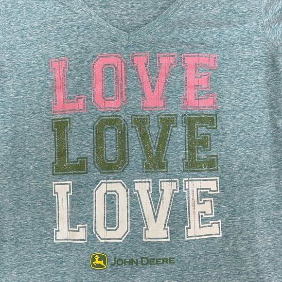 John Deere Glittery Love V-Neck Size Medium - Picture 2 of 4